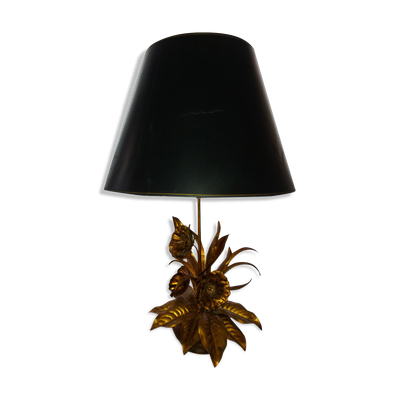 Lampe bouquet de fleurs anémone vintage  métal doré , Hans Kogl