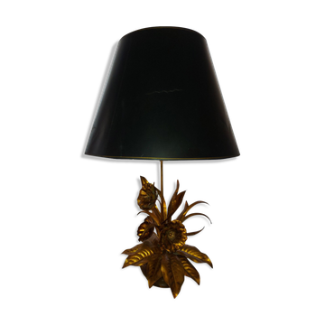 Lampe bouquet de fleurs anémone vintage  métal doré , Hans Kogl