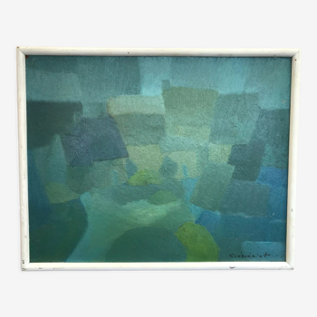 Turquoise abstraction by Gérard Guéguéniat (1934-2019)