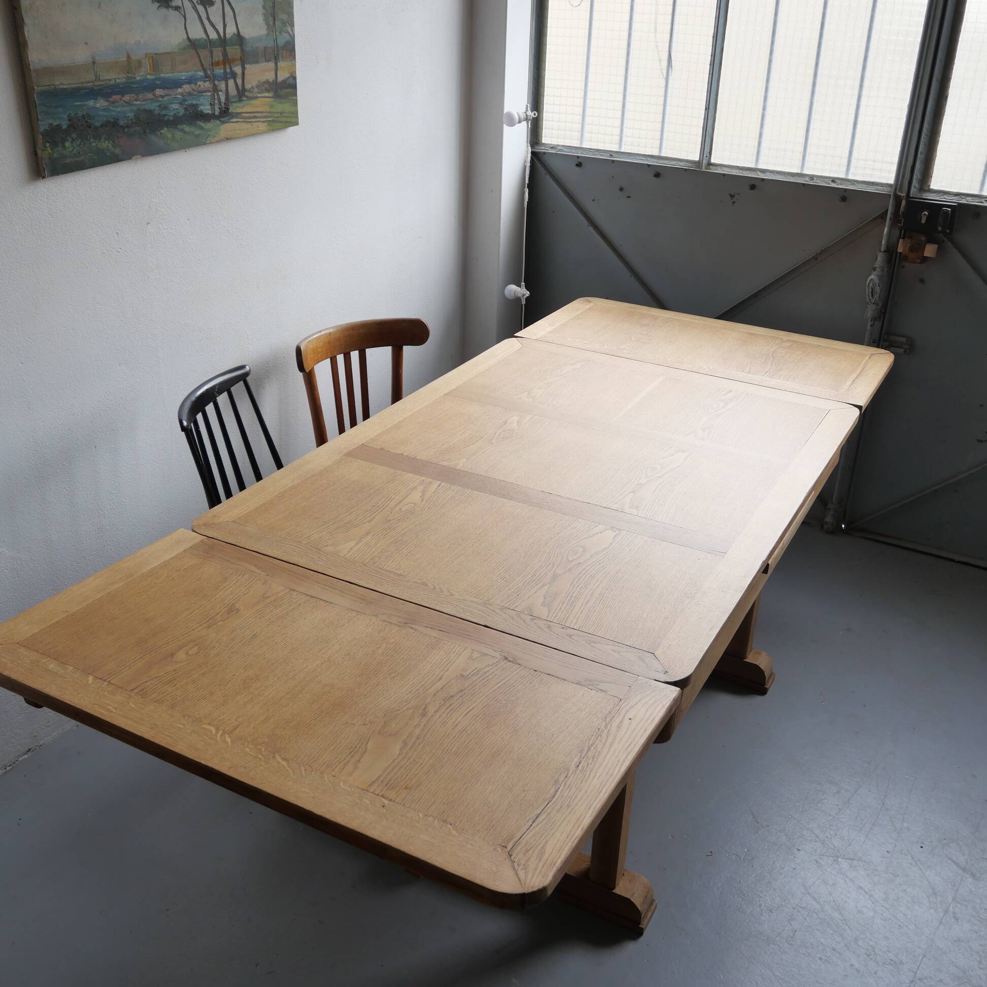Table à rallonges en chêne rénovée