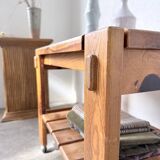 1980 pine wheeled console table