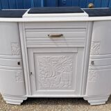 1930 Art Deco sideboard with floral motifs and marble top