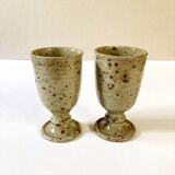 Pair of enamelled stoneware mazagrans