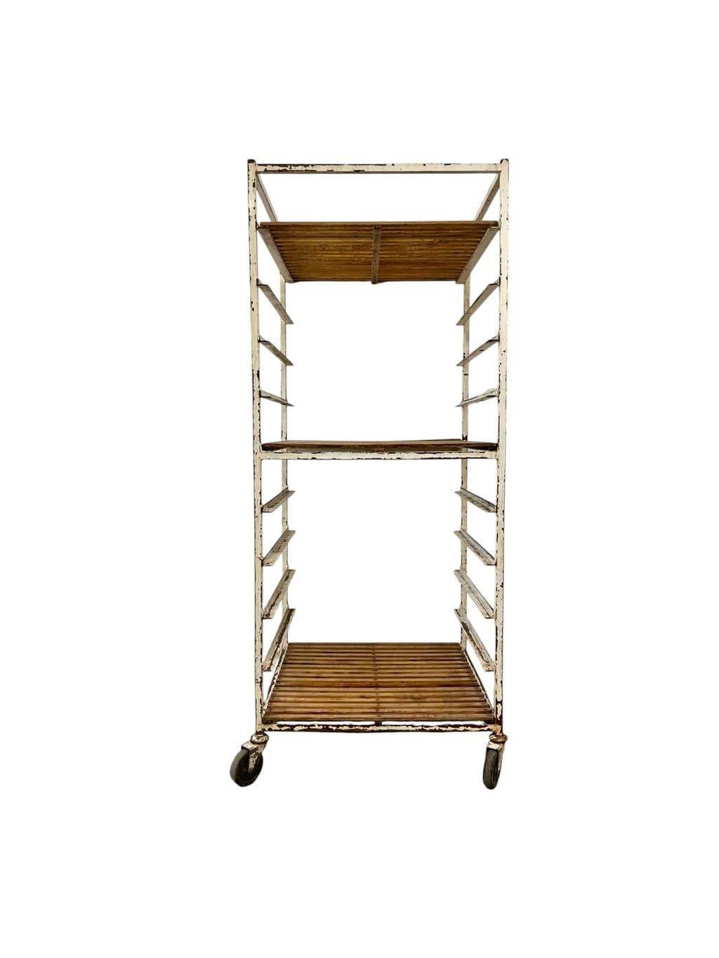 Vintage industrial cart / multi-level display / shelf on wheels
