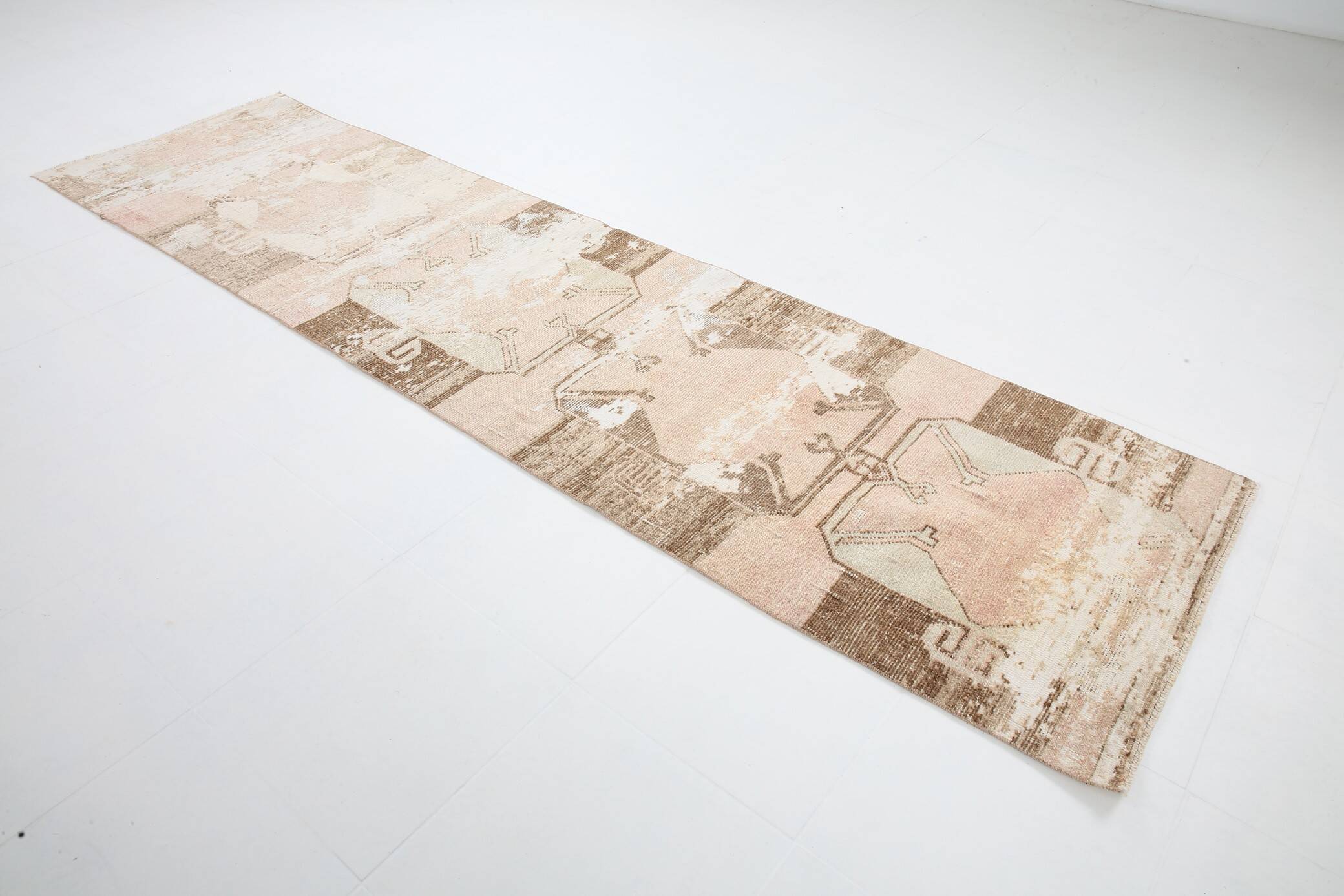 3x11 Rug For Kitchen Brown Beige Turkish Runner Rug, 86x325Cm SK 5286