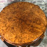Pedestal table / side table Art Deco era in walnut bramble veneer