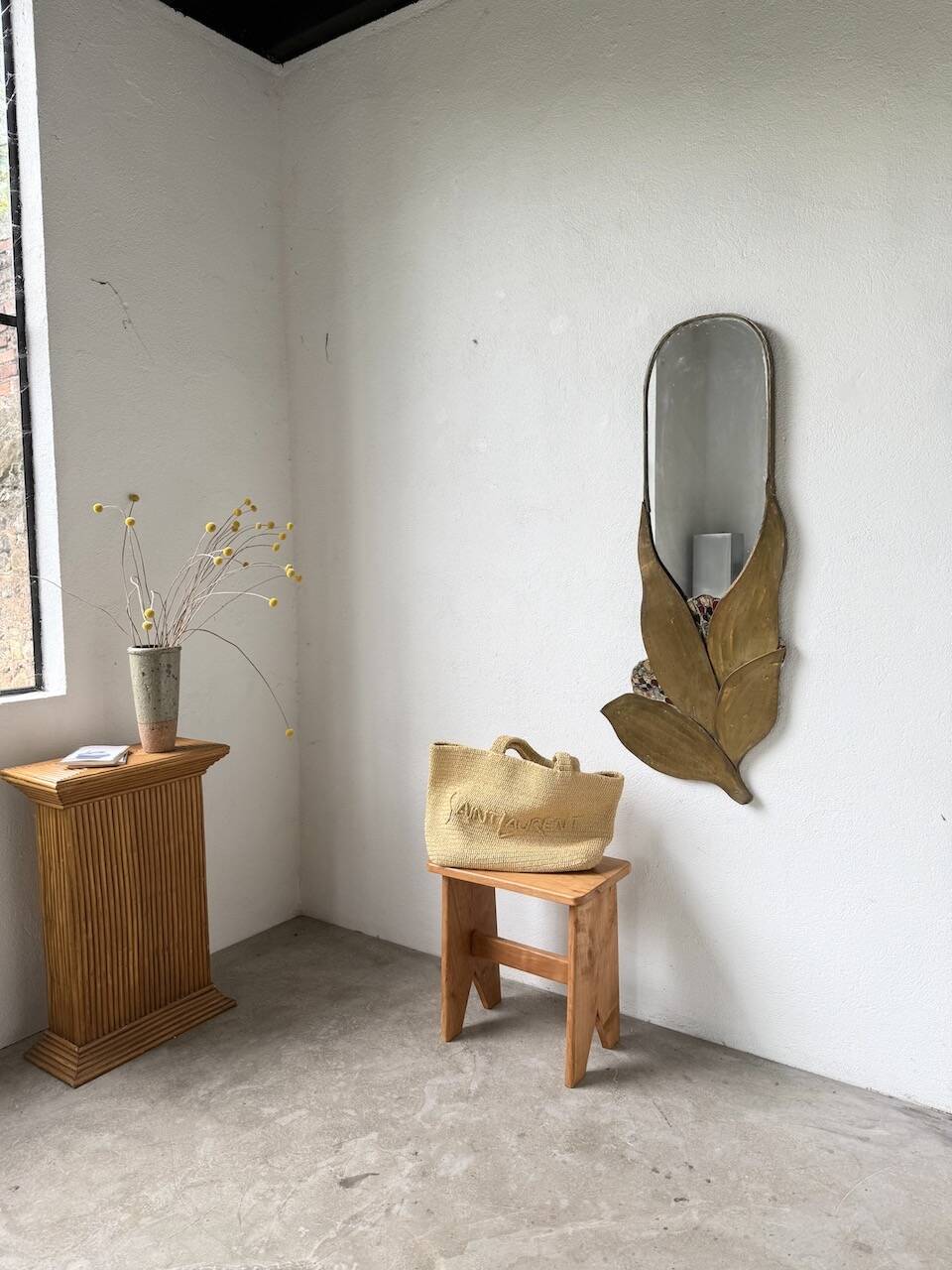 Brass flower oval mirror 1960