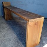 Solid patinated wood design bench 140cm