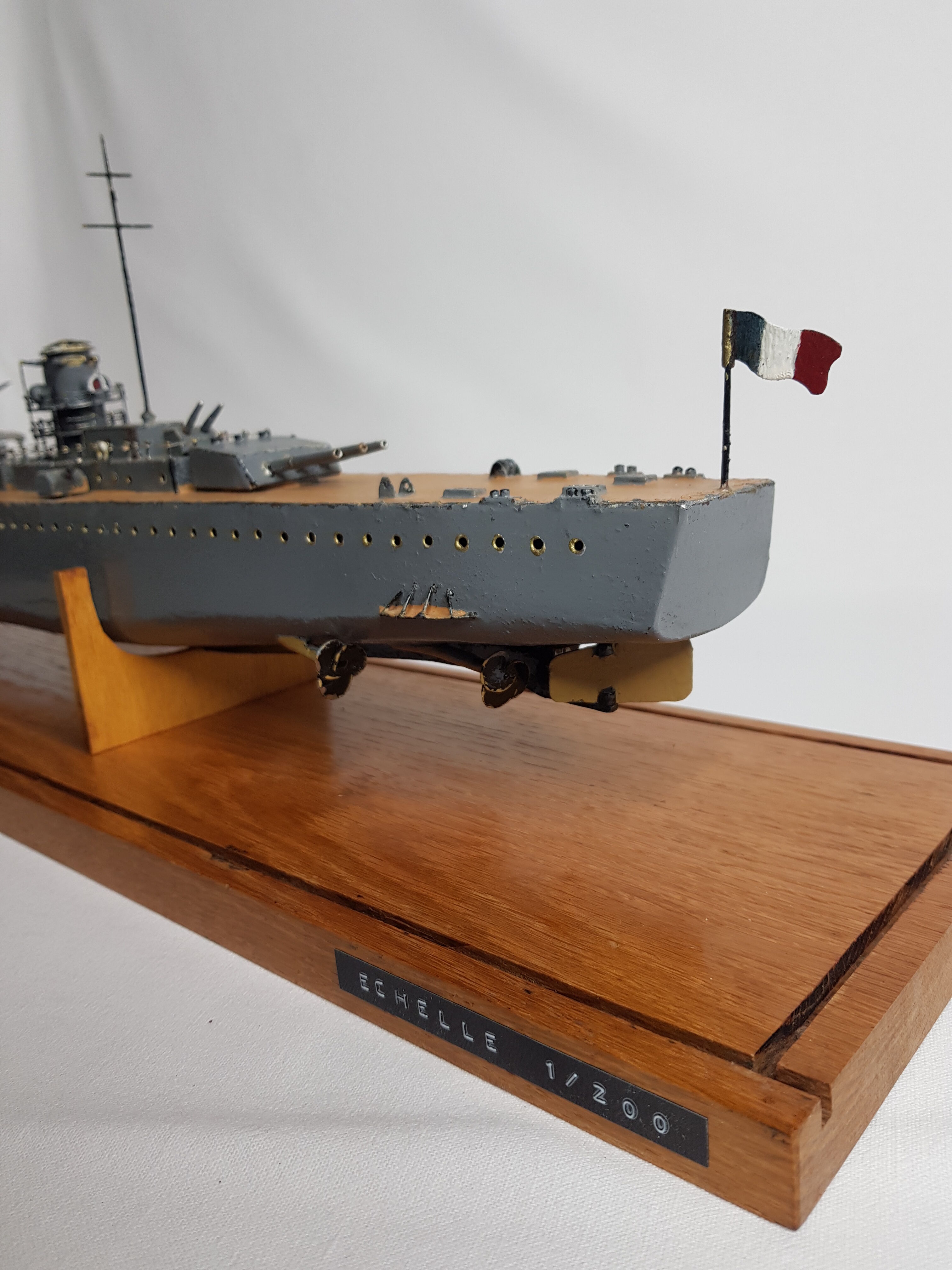 Warship model, metal cruiser "Emile Bertin" painted 90 cm with base