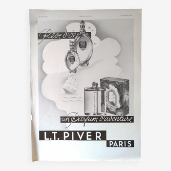 Une publicité papier parfum  maison  L.T  Piver  Paris année 1933