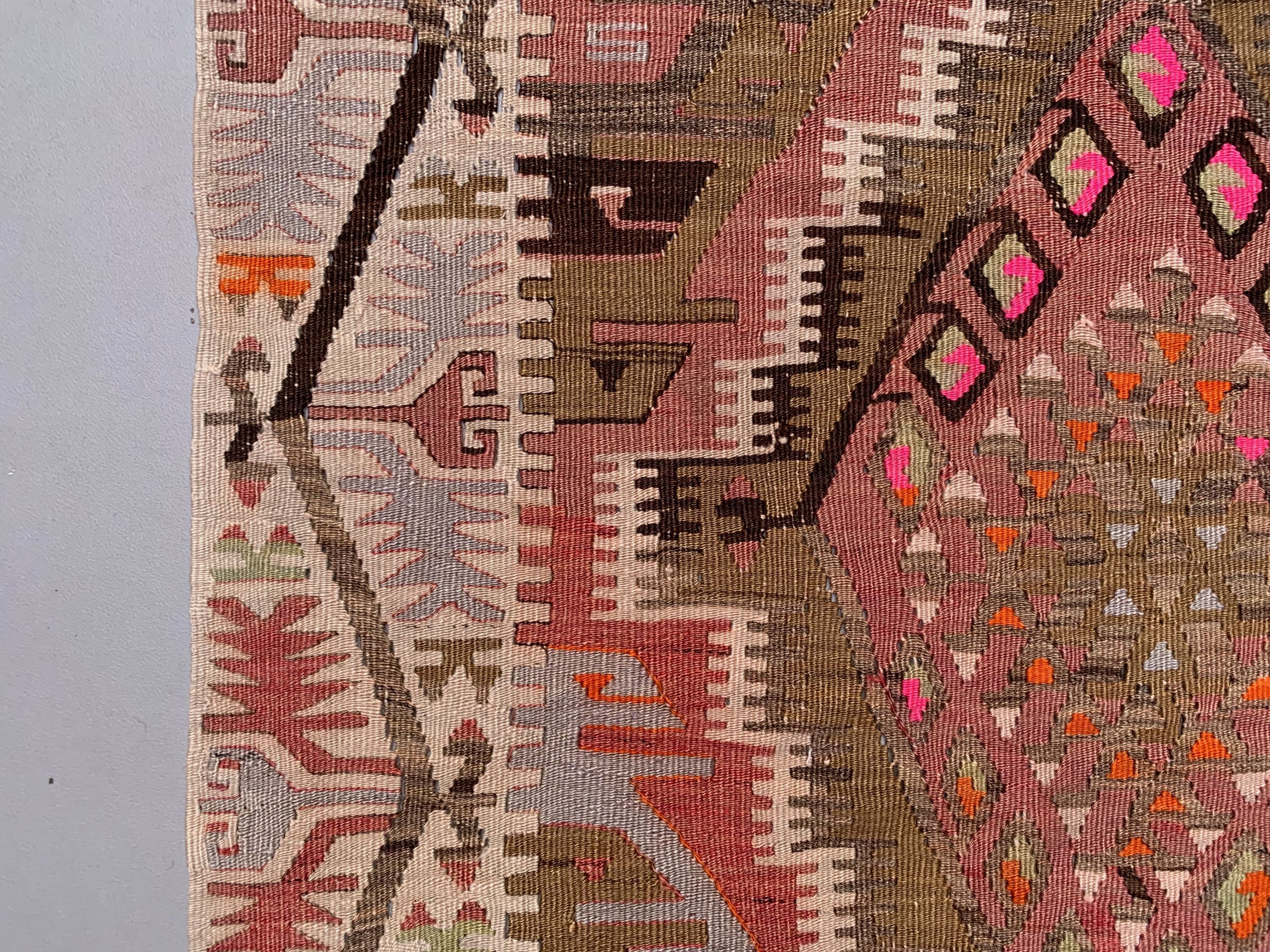 Old turkish narrow kilim runner 390x77 cm
