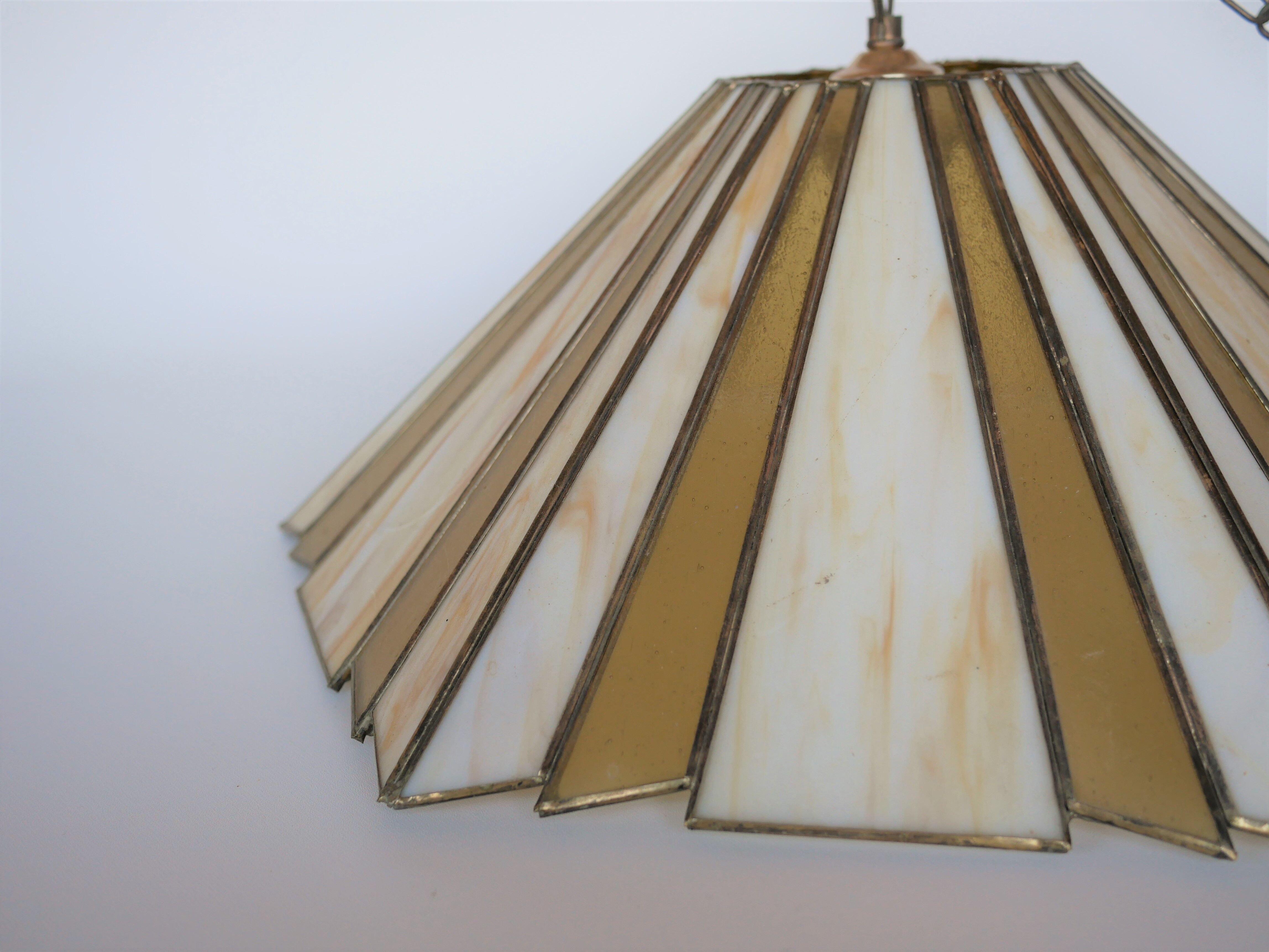 Suspension art déco vintage en verre Tiffany