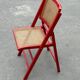 Vintage  Mid-Century Woven Cane Folding Chair  1960s in red cesca style