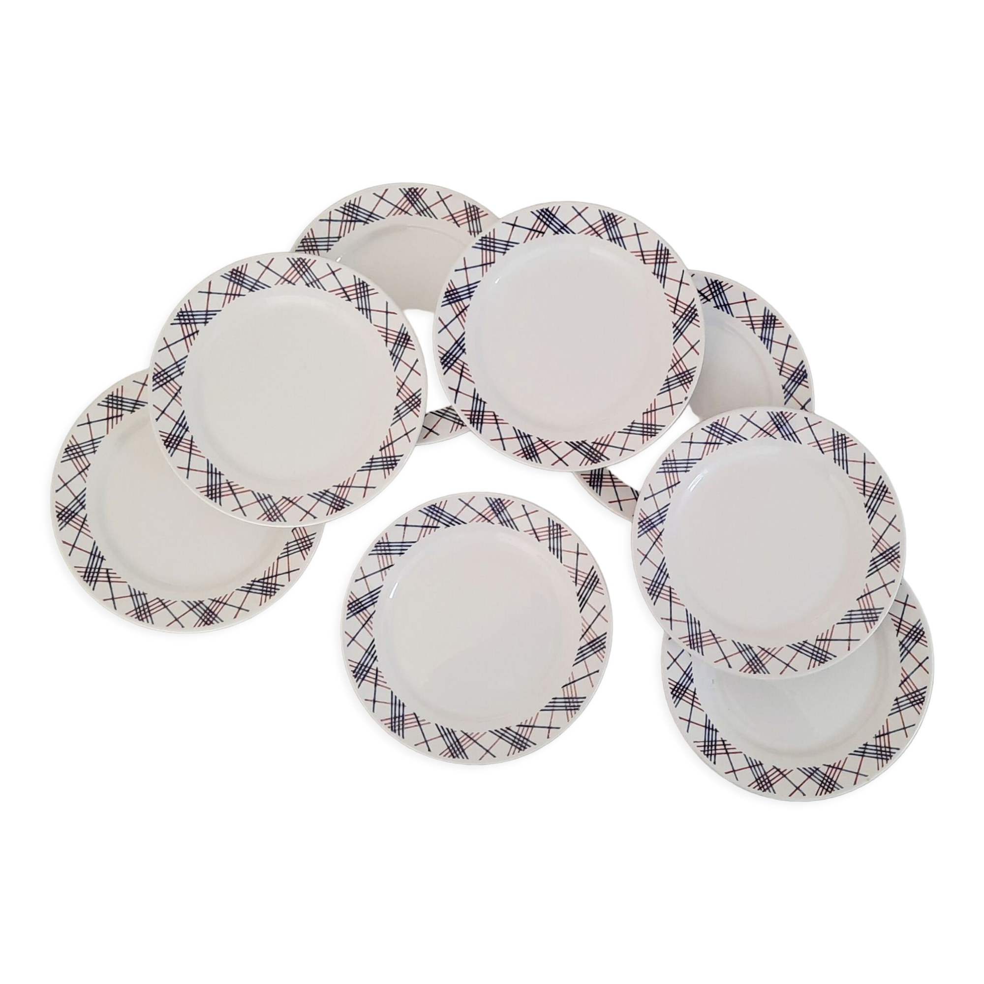 Digoin Sarreguemines earthenware plates Vintage Salies model