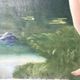 Old oil painting on large format cardboard 1920 nymph at the edge of a lake