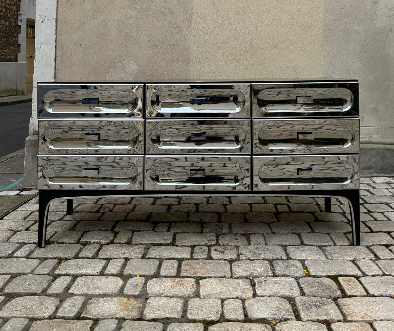 Commode Space Age Chromée par Henri Vallières