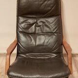 Swivel armchair with footrest, Berg Forniture, Denmark, 1970s
