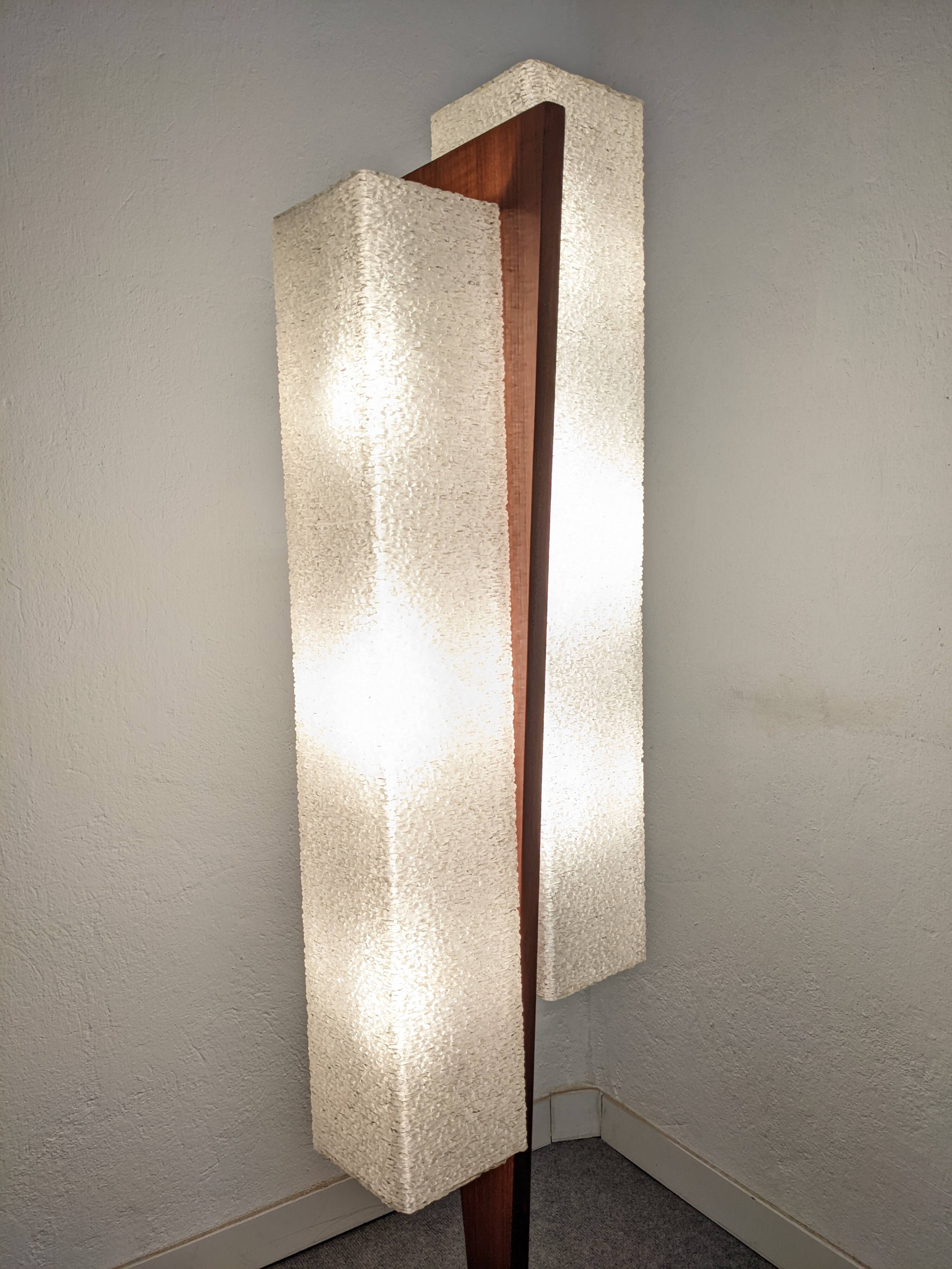 Danish floor lamp in teak and pearly resin from the 50s/60s