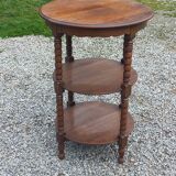 Vintage oak pedestal table with 3 shelves from the 60s