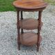 Vintage oak pedestal table with 3 shelves from the 60s
