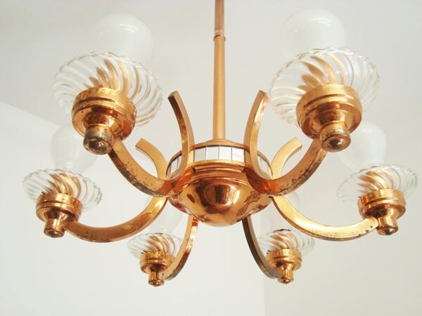 Lustre en cuivre ancien années 50