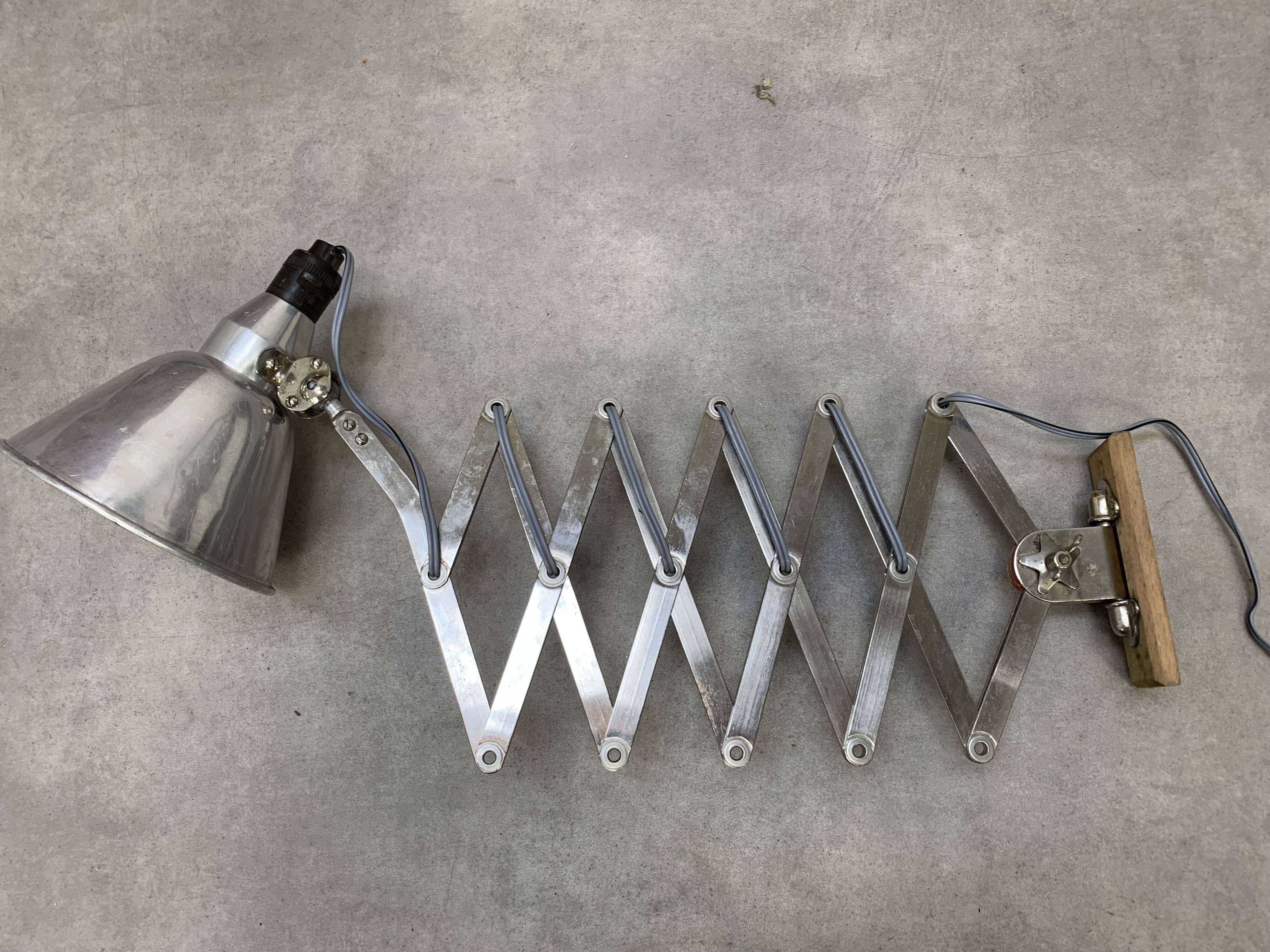 Industrial accordion wall lamp chrome metal