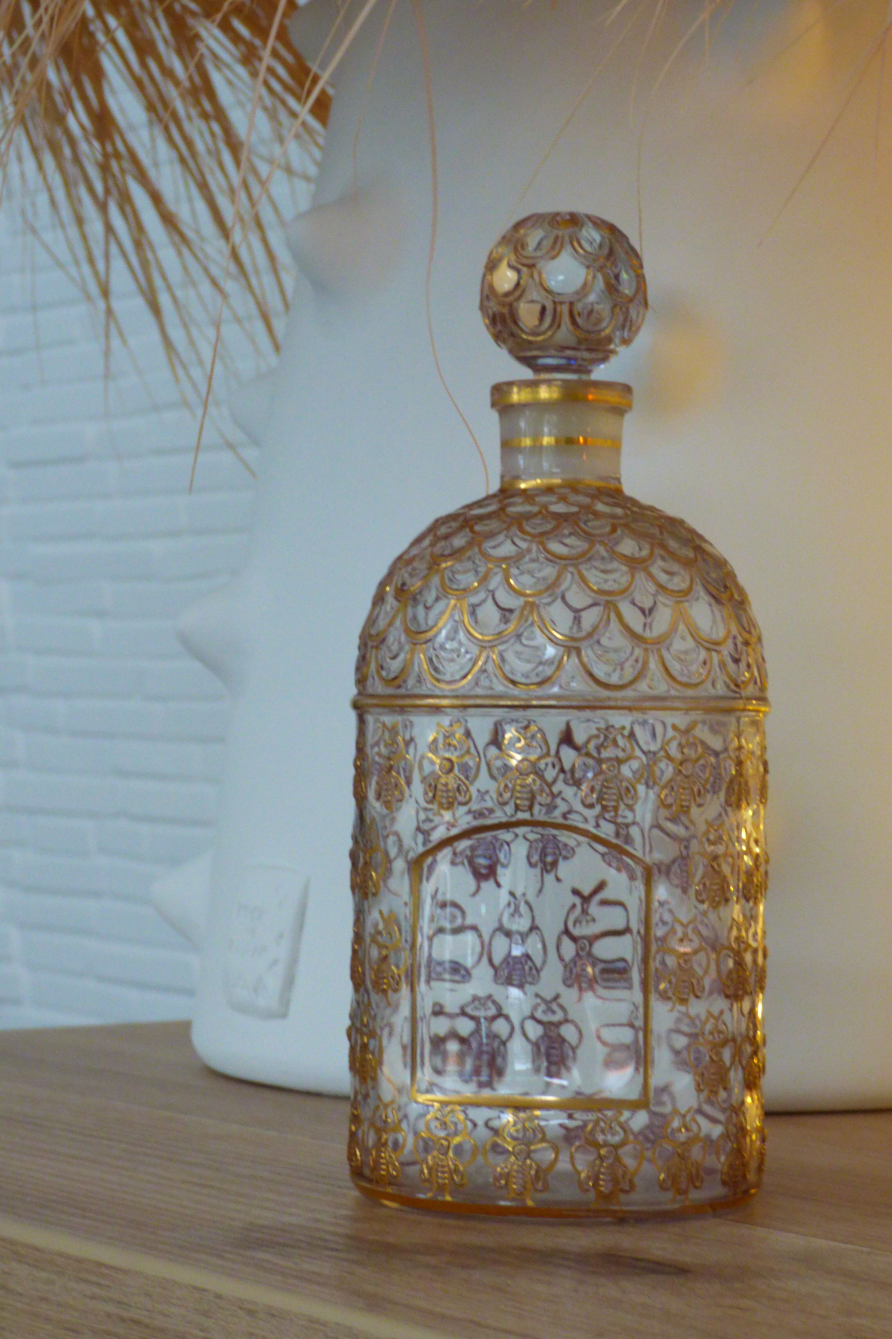 Guerlain empty bottle with golden bees with fine gold