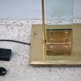 Floor lamp, brass halogen and engraved glass, attributed to Max Baguara, design lamp, 80's