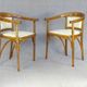 Two Art Deco Fischel armchairs upholstered in cream leather - 1925 - No Thonet