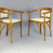 Two Fischel Art Deco armchairs upholstered in cream leather - 1925 - No Thonet