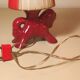 Burgundy ceramic horse lamp from the 1950s