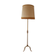 Authentic antique lamppost in gilded brass lampshade in fringed cream fabric