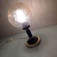 Lampe globe en verre ambré, socle noir et laiton par Solken Leuchten, années 60-70