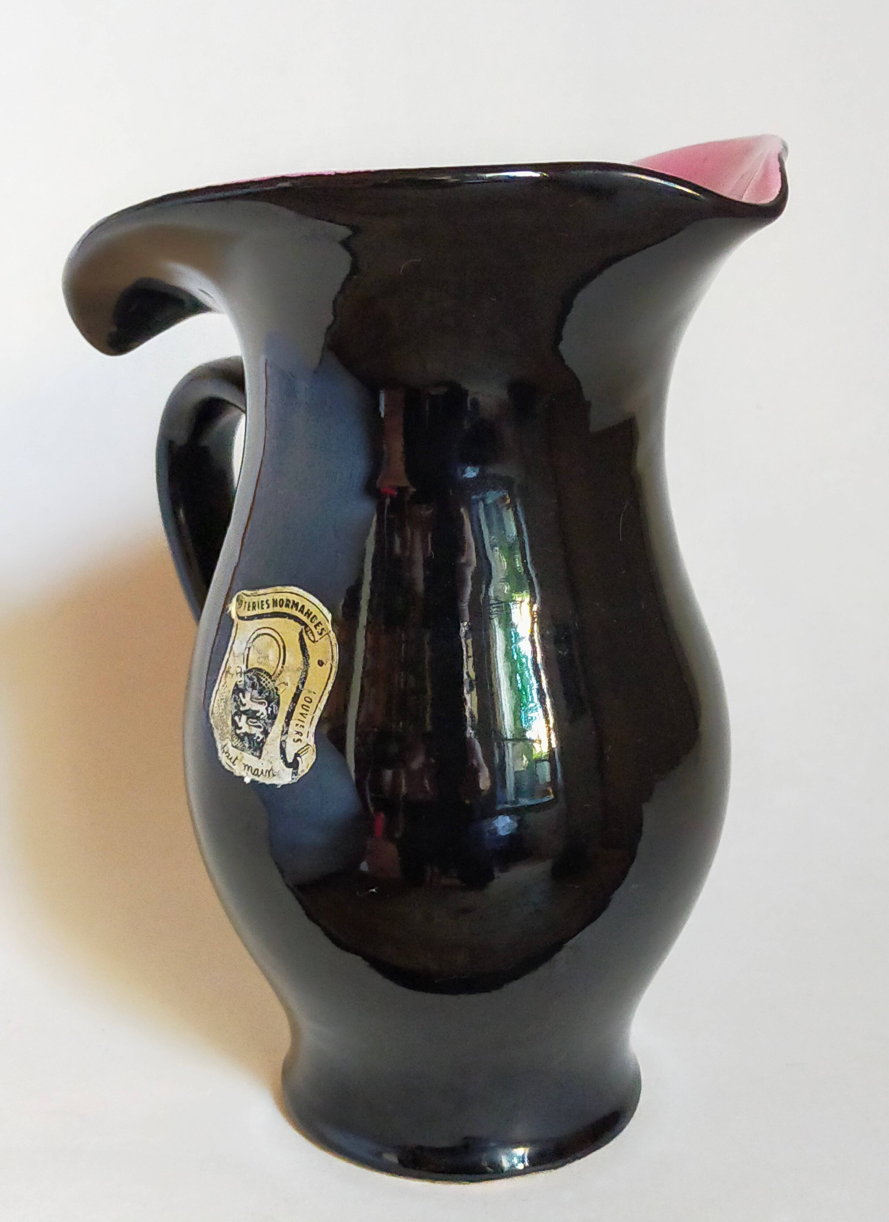 Bicolor pitcher of the Norman Potteries of Louviers 50s