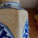 Vintage vase in Delf blue porcelain and cracked ceramic