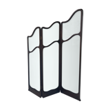 Art nouveau mahogany and glass concertina screen