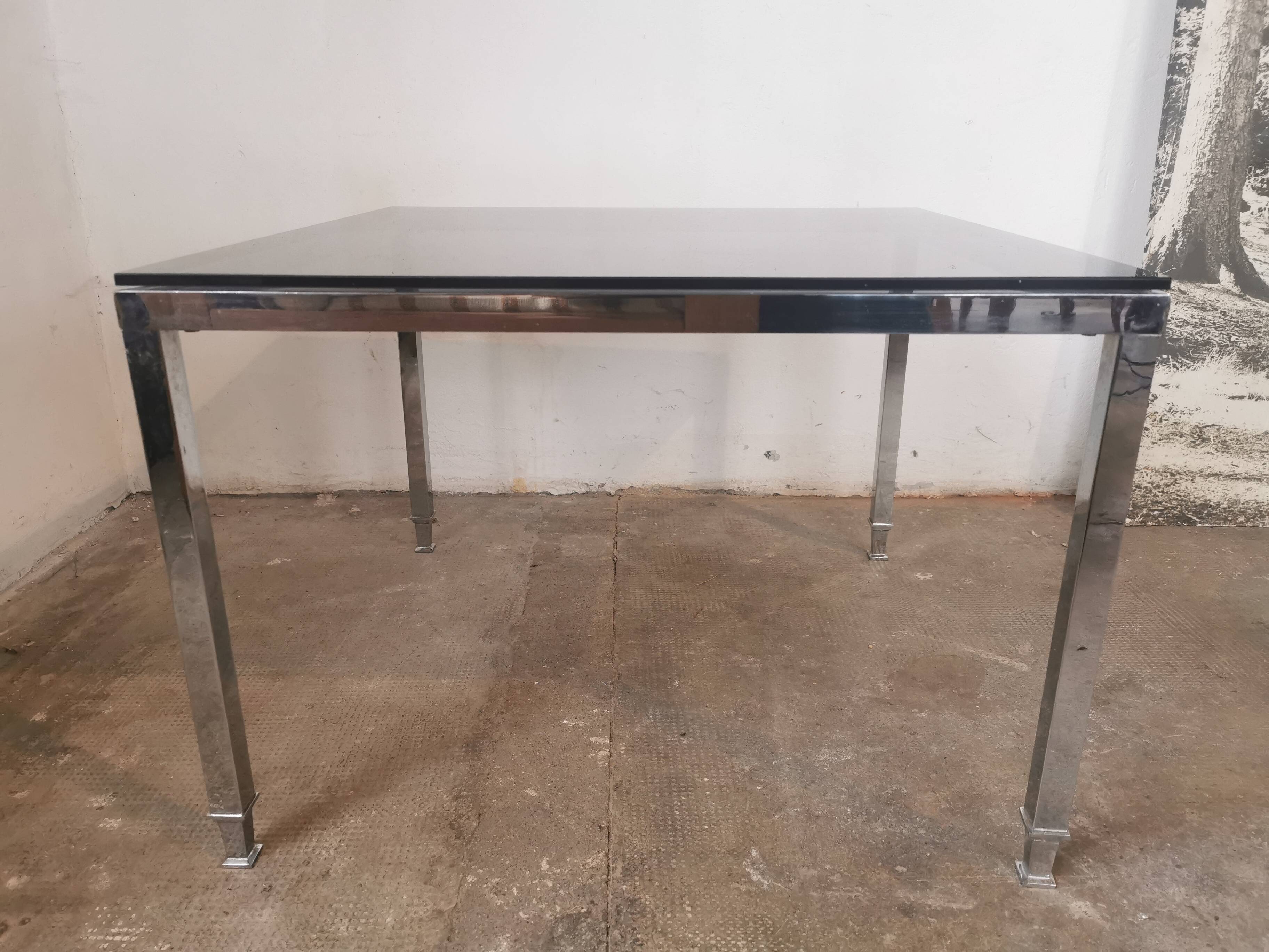 Chrome and glass coffee table 1970 Neoclassical style