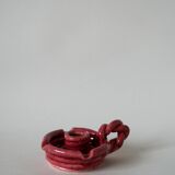 pink woven slip candle holder 1960