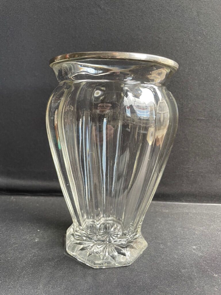 Vase in cut crystal and silver hallmark head of minerva 1st title