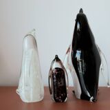 3 animal figurines of penguins in formia murano glass