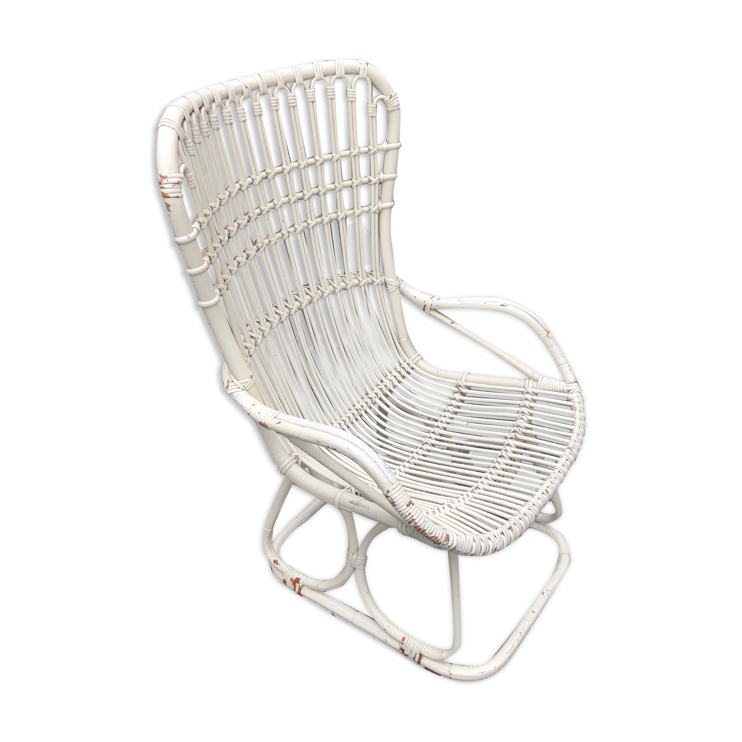 White wicker armchair