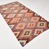 5x9 Faded Color Turkish Vintage Kilim Rug, 141x275Cm Geometric Style Kilim
