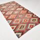Tapis Kilim turc vintage aux couleurs délavées, 5 x 9, style géométrique, 141 x 275 cm