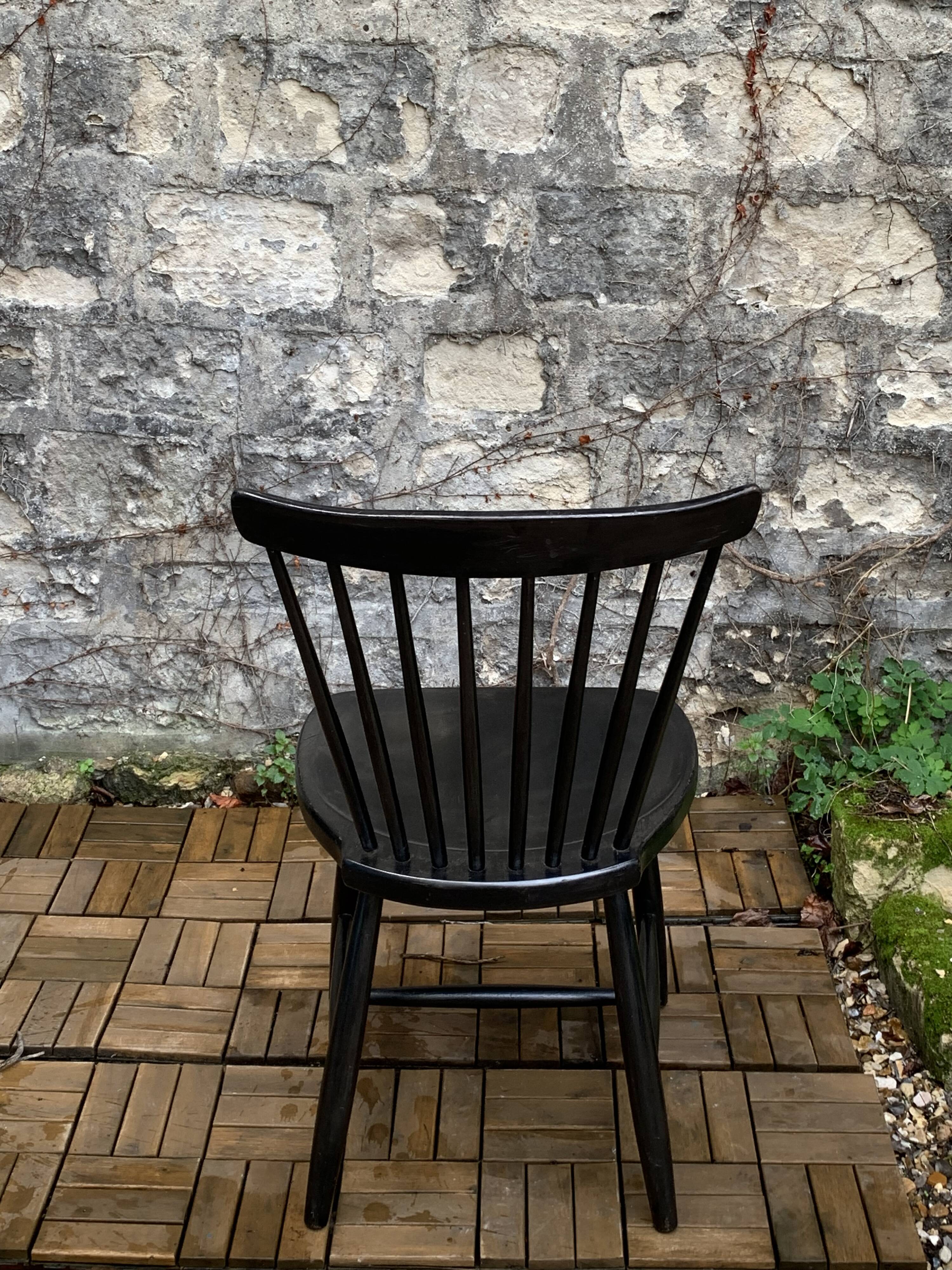 Chaise scandinave Sven Erik Fryklund pour HagaFors bois noirci 1950