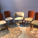 Set of 4 chairs and 1 armchair design 50s