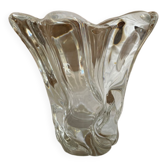 Crystal tulip vase sign Daume France