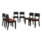 Set of 6 French 1940 dining chairs in oak