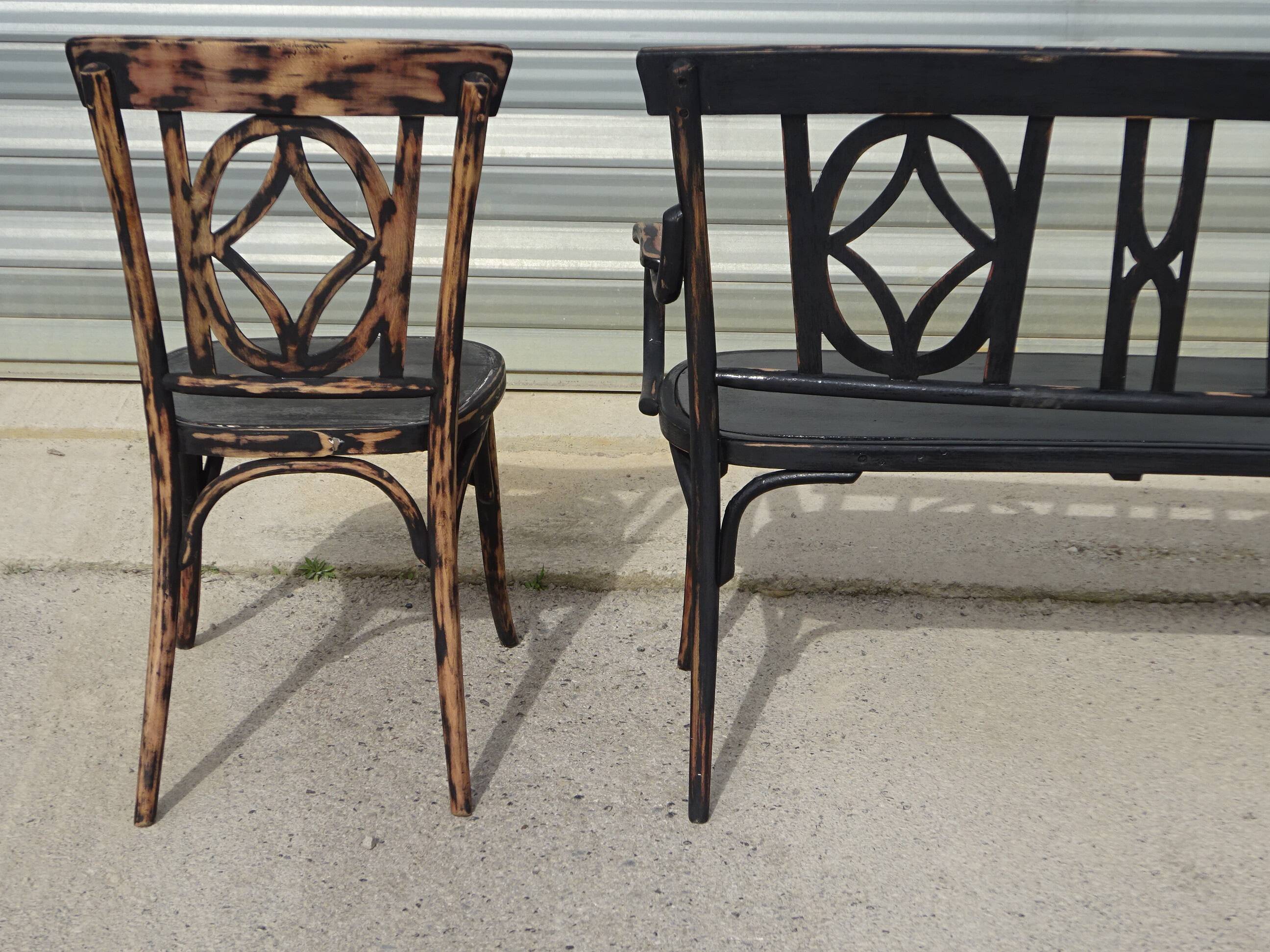 Baumann salon, armchair, bench and bistro chair