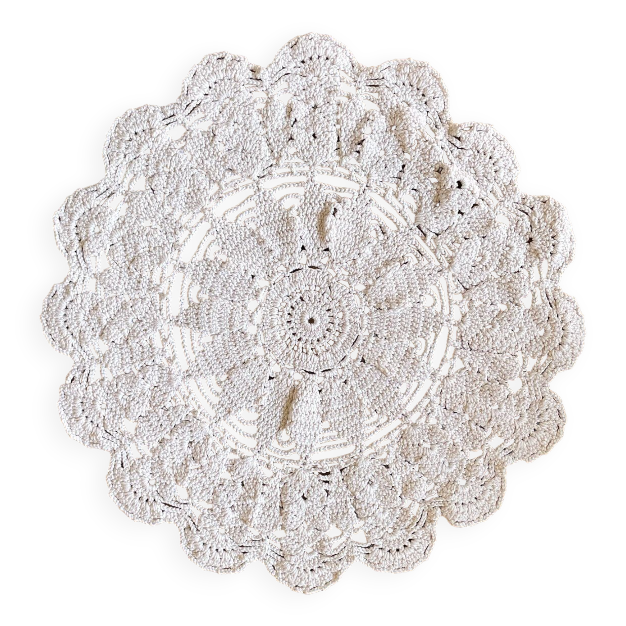 1 crochet doily, ecru - vintage, old