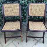 Wooden folding chairs and canne wicker